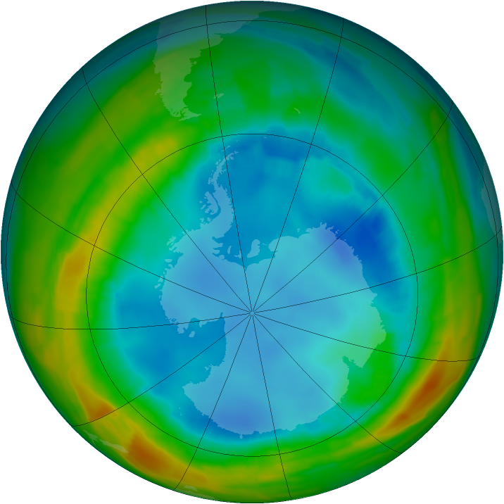 Antarctic ozone map for 11 August 2014